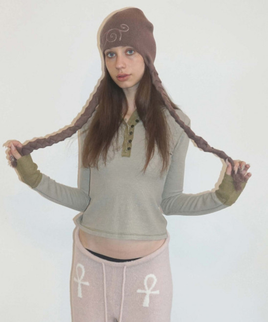 SCULPTOR Heather Hoodie Tee Beige