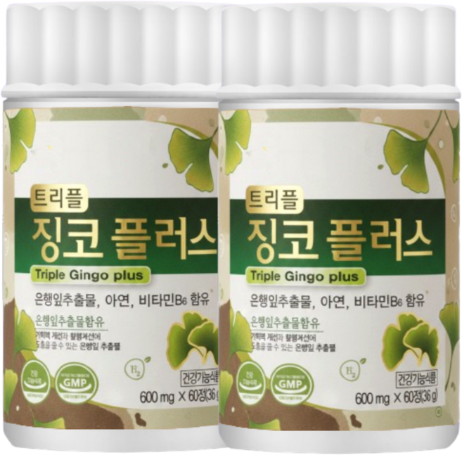 징코 은행잎추출물 찡코 Ginkgo 은행잎 식약청인증, 2개, 60정