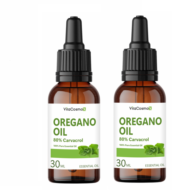 VitaCosmoX 천연 오레가노 오일 30ml 100% 원액 카바크롤 Carvacrol 80% 함유, 2개