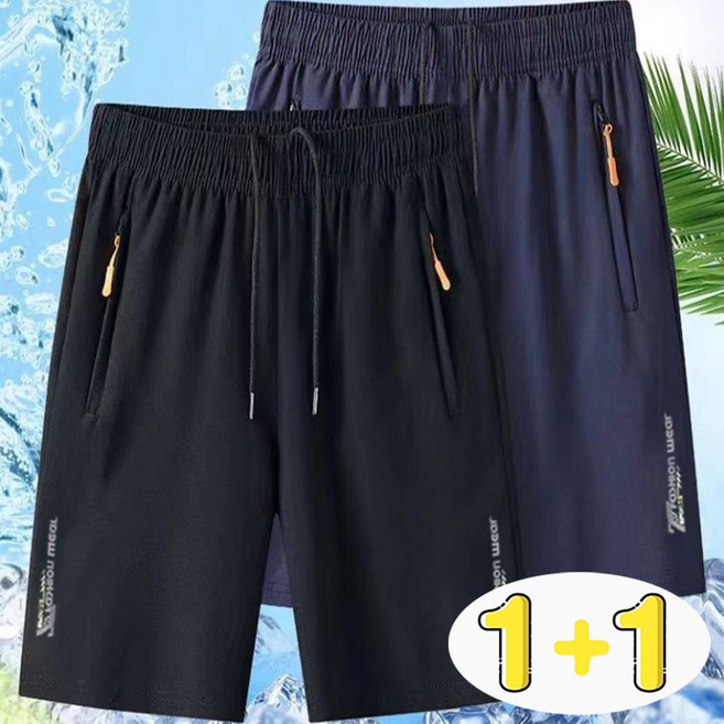 FANSYLI 1+1 남성 퀵드라이 트레이닝 반바지 빅사이즈 7부 와이드팬츠 여름바지 2P 세트 X2505M14
