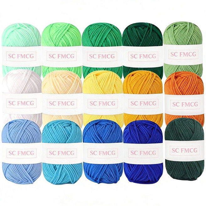 SC FMCG 컬러풀 털실 뜨개실, 15개, 05세트