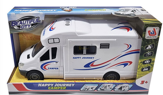 월드 캠핑카 아웃도어 캠퍼 후릭션 사운드 불빛 문열림 작동 자동차 완구