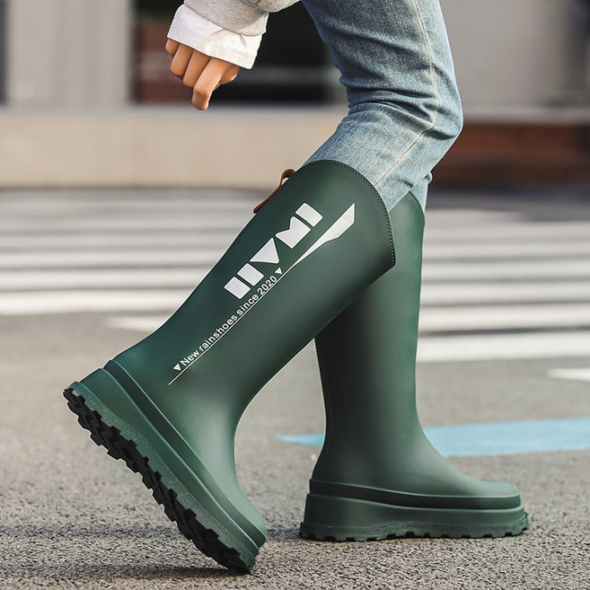 TIMEPURE 하이컷 여성 레인부츠 패션 아웃도어 장화 주방용 방수 미끄럼방지 두꺼운 밑창 슈즈