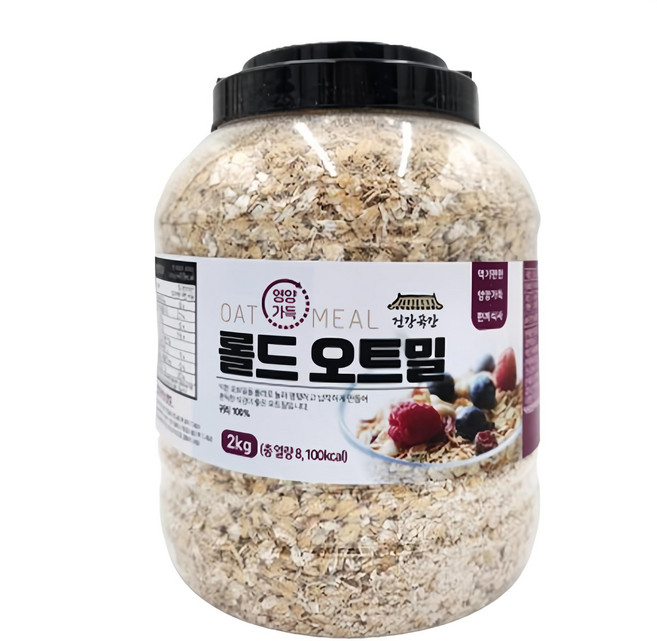 건강곡간 영양가득 롤드오트밀 통, 2kg, 1개