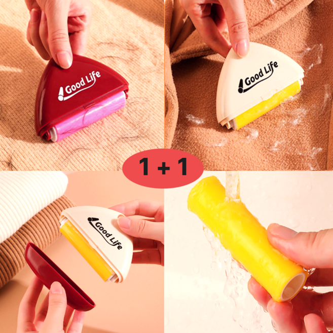 드맨셔 롤러 털 먼지제거기 1+1 휴대용 물세척 반영구, 1개