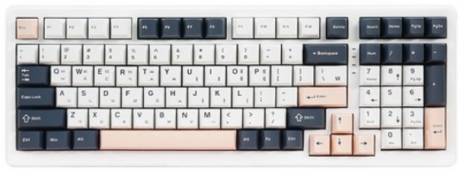 큐센 풀윤활 가스켓 유무선 기계식 키보드 V1, 화이트색상(WHITE), QSENN Q99 PBT, 애플민트축