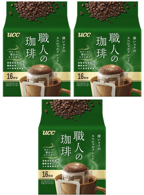 일본 UCC 장인의 커피 드립 커피 딥 리치니스 스페셜 블렌드 50개입 480237, 16개입, 3개