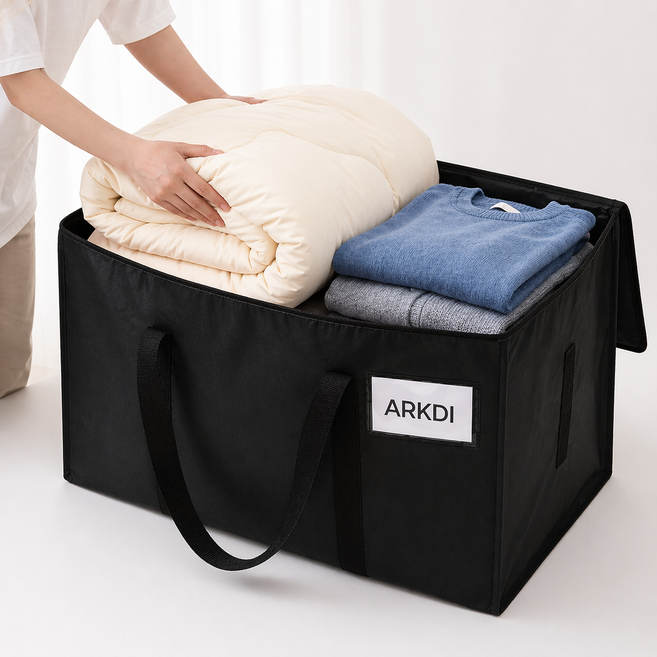 아크디 93L 대용량 수납 방수 이사박스, 블랙, 3개