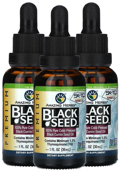 어메이징허브 블랙시드 블랙커민 씨드오일 오메가369 티모퀴논 30ml 3개 - 쿠팡