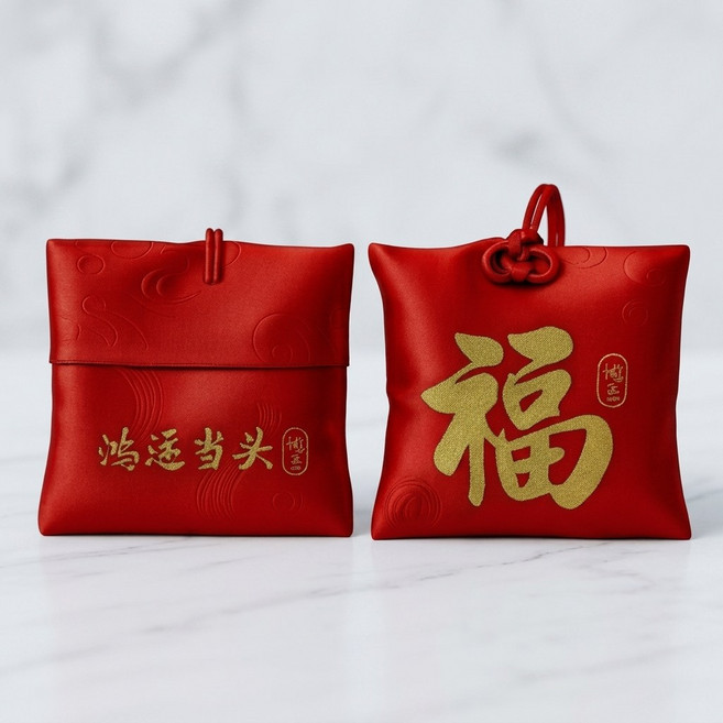 하네르 부적봉투 파우치 복주머니, 1개, 빨강