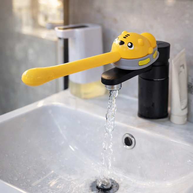 앙팡케어 수도 핸디 스위치 연장탭 유아 어린이 아기 세면대, 옐로우, 1개