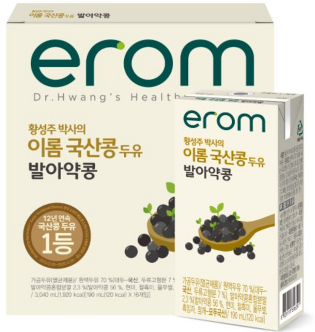 이롬 황성주 박사의 이롬 국산콩 두유 99.9, 16개, 190ml