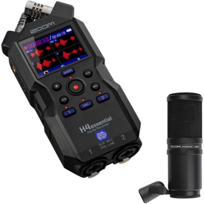 오디오 레코더 고성능 핸디 32비트 플로트 접근성 스테레오 마이크 XLR/TRS 콤보 입력 2개 USB 인터페이스 뮤지션용 ZDM-1 다이내믹 마이크가 포함된 Zoom H4 필, 휴대용 녹음기 레코더 32비트 플로트 접근성 스테레오