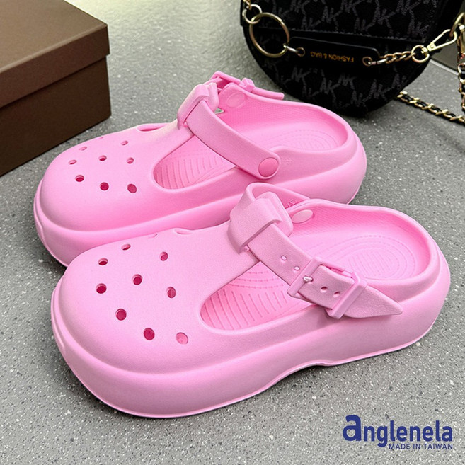 anglenela 女款 洞洞厚底涼鞋