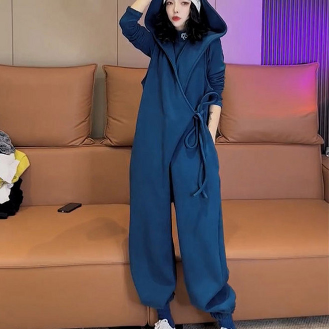 COSYEVNO 여성 점프슈트 겨울 캐주얼 와이드 멜빵바지