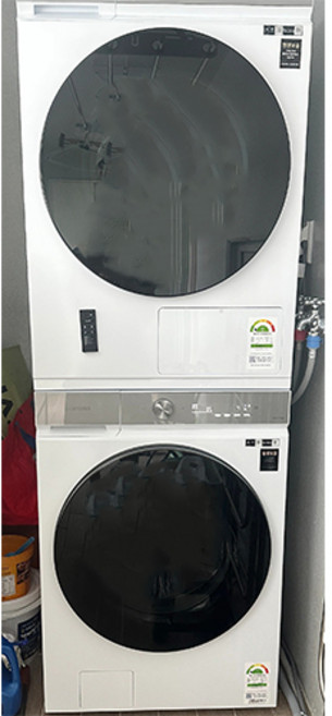 삼성전자 BESPOKE 그랑데 AI 드럼세탁기 + 건조기 WF24B8200KW2L 24kg + 20kg + 상단 설치 키트 세트 방문설치, 화이트