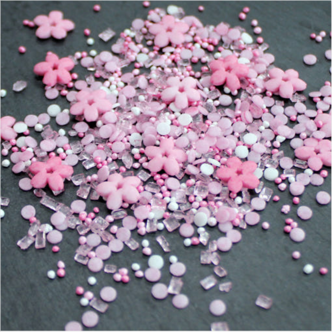 슈가스프링클] 벚꽃(핑크블라썸) 체리블라썸 벚꽃시즌 토핑 데코레이션 200g 소포장, 1개