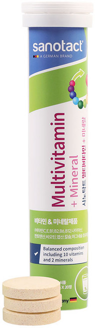 사노탁트 멀티비타민+미네랄 발포비타민 에너지음료 20정 독일산 오렌지맛, 5개