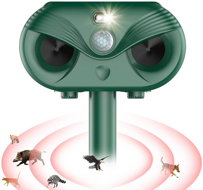 태양광 충전 강력초음파 조류 뱀 쥐 멧돼지 고라니 유해동물 적외선 퇴치기 LED 경보음, HT-610(녹색)