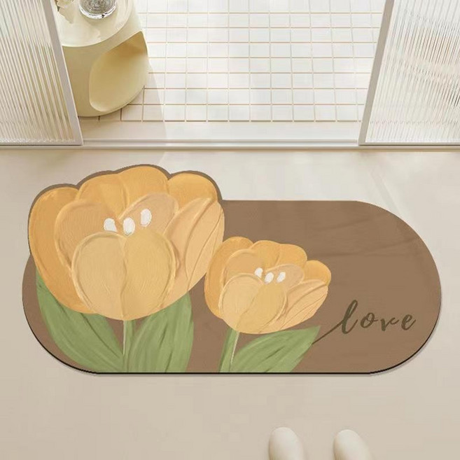 油畫風防滑吸水地墊 浴室廁所門口腳踏墊, Love-熱情的愛-F,60X9O【標準款2.5mm】, 1個