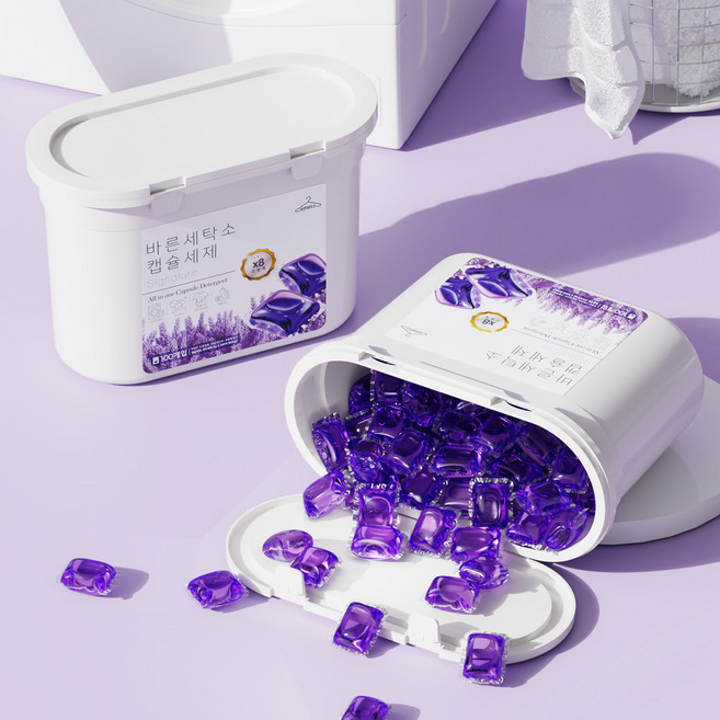 바른세탁소 고농축 캡슐세제 시그니처 라벤더향 100개입 / 세제 액체세제 세탁세제, 1개