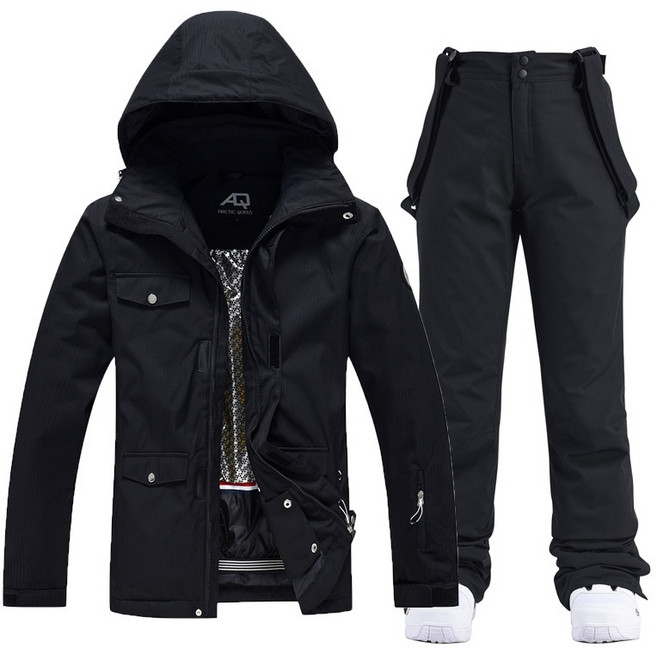 이지로지엑스 남여 스키복 겨울 아웃도어 스노우보드 스키복세트, 검정-검정, 1개