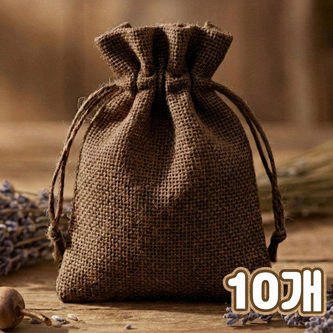 픽커리 방마 재질 끈 주머니 복주머니 대형, 10개, 브라운