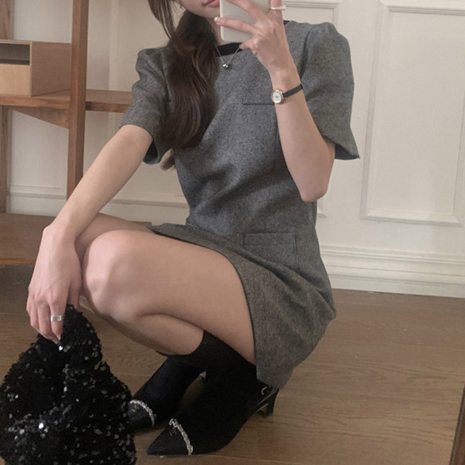 홀리제 베빌 하객룩 리본 반팔 미니 원피스 오피스룩 데이트 모임룩 가을 겨울