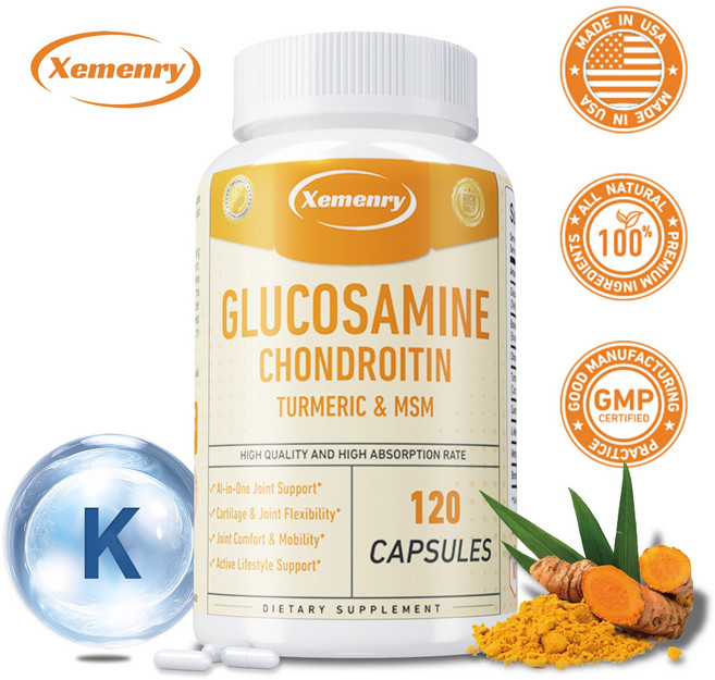 Xemenry 葡萄糖胺軟骨素薑黃 MSM 關節保健食品, 60組