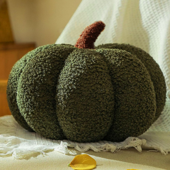 Susielady 테디 플 러브니 쿠션 인스타 감성 호박 디자인 접이식 부드러운 침대 소파 쿠션 홈데코 인테리어, 초록색