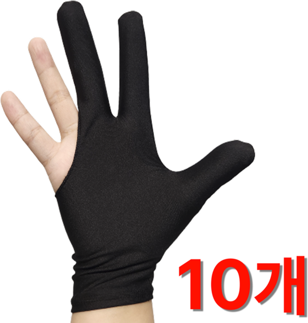 코메로 양손용 프리사이즈 당구장갑 대용량, 10개, 블랙