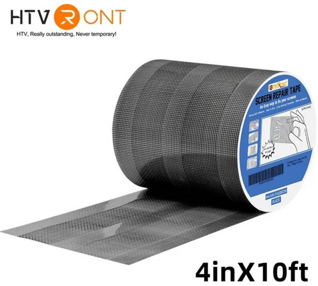 방충문 롤방충망 주름 방충망 창문 현관 모기장 원단 HTVRONT-4 인치 X10ft/10cmX3m 스크린 수리 테이프 교체 곤충 방지 모기 메쉬 키트 그물망, 4inX10ft(10cmX3m), Black