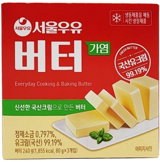 서울우유 가염버터 냉장 240g(80g 3개입), 80g, 3개