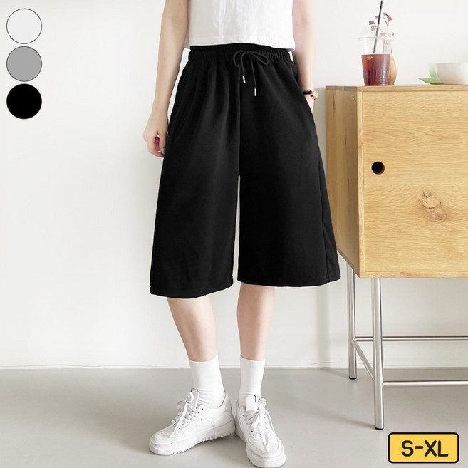 여리진 여성용 숏/롱기장 밴딩 5부 버뮤다 팬츠 바지 절개 밑단 스트링 트레이닝 반바지 빅사이즈까지