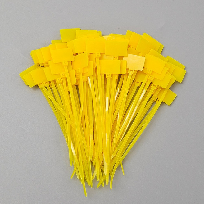 네임타이 케이블 표시 전선네임택 이름표 마크타이 전선분류, 옐로우, 100개