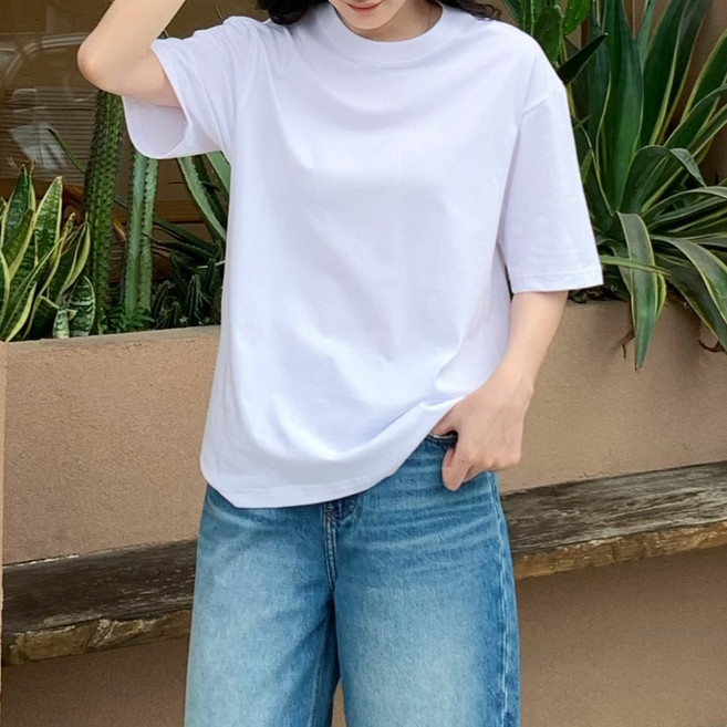 쪼예 남여공용 기본 순면 무지 오버핏 반팔 티셔츠