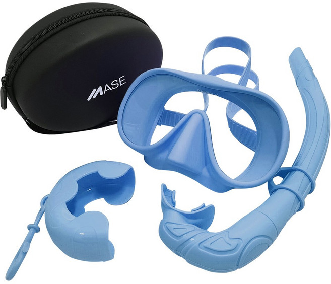 메이스 일안식 스노클 스노쿨링 마스크 세트, 소프티_블루
