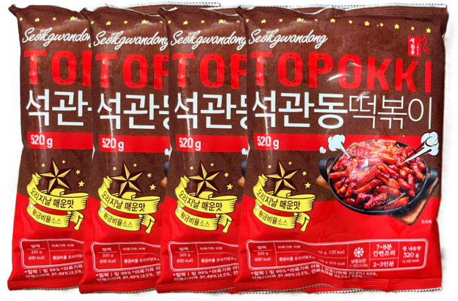 석관동 떡볶이 오리지날맛 4펙, 520g, 4개