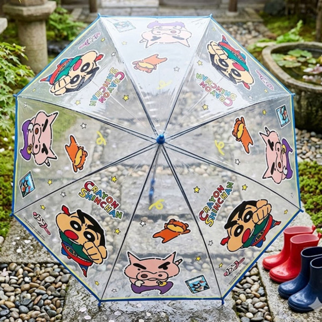 짱구는못말려 투명 58 돔 우산 액션가면 짱구 캐릭터 아동용 장우산 블루
