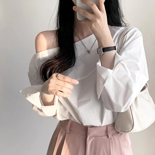 에스알비 오프숄더 긴팔 셔츠