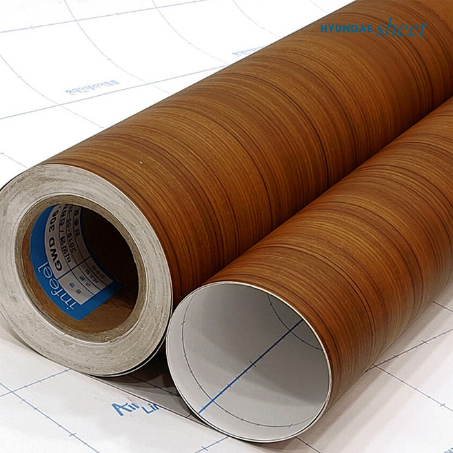 현대시트 인테리어필름 1롤(25M/50M) 무늬목 우드 54종, 티크 WD306