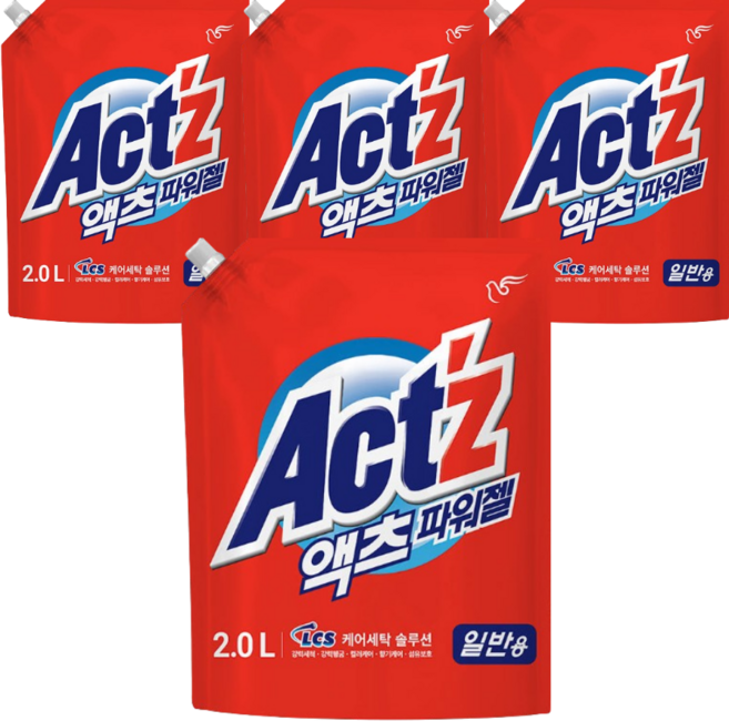 피죤 액츠 파워젤 액체세제 일반용, 2L, 4개