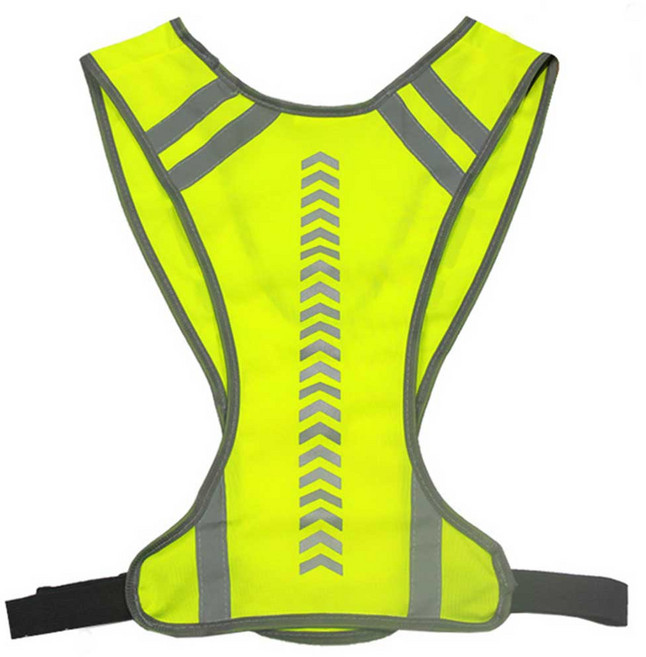 運動款反光背心/馬甲-高能見度安全防護 夜間跑步/自行車, 螢光綠, 1個