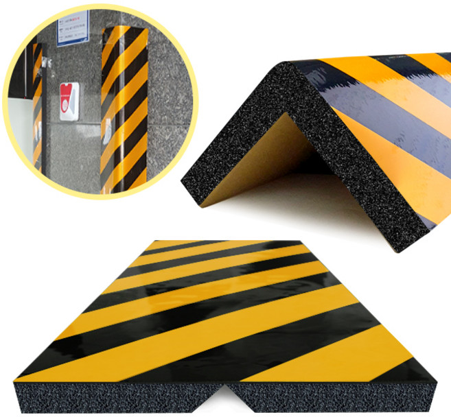 에코세이프티 코너보호대 접착식 주자창 기둥 모서리 안전 쿠션 가드, 검정+노랑, 1개