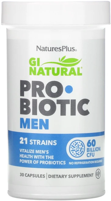 NaturesPlus GI Natural Probiotic Men 600억 CFU 캡슐 30정, 1개 - 쿠팡