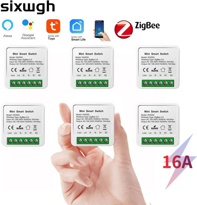 SIXWGH-Zigbee 스위치 Alexa 타이밍 스마트 Tuya 라이프 앱 음성 제어 홈 자동화 릴레이 모듈, 2.Smart controller2pcs