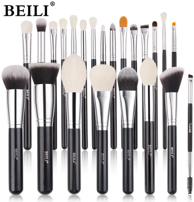 BEILI 블랙 메이크업 브러쉬 세트 전문 천연 염소 섬유 헤어 브러쉬 파운데이션 Kakubi 컨투어 아이 섀도우 뷰티 도구 brochas, [00] 15YANG, 1개 - 쿠팡