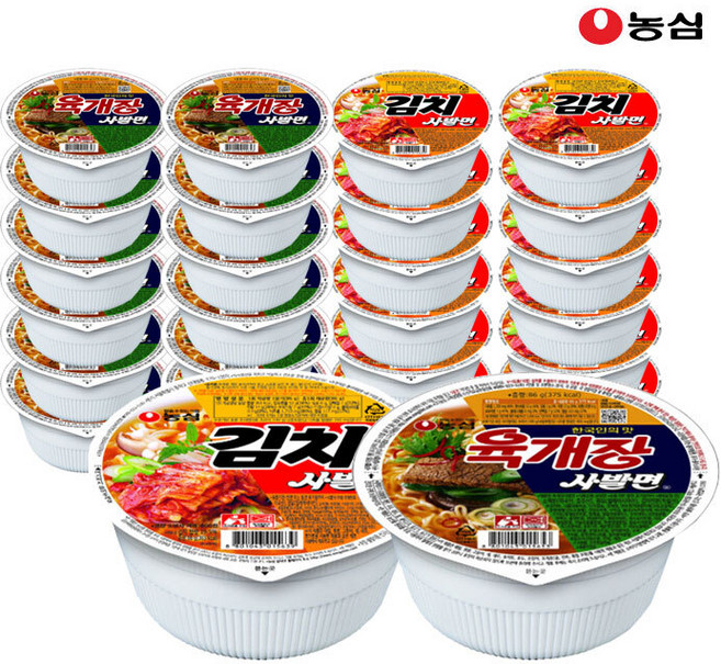 농심 육개장사발면(24입)+김치사발면(24입), 24개
