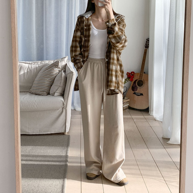 큐니티 여성용 국산 와이드 트레이닝 팬츠 인생바지 기본 롱선택가능 6color