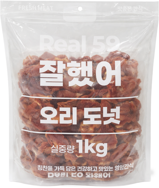 리얼59잘했어 강아지 대용량 영양 간식, 1개, 1kg, 오리도넛